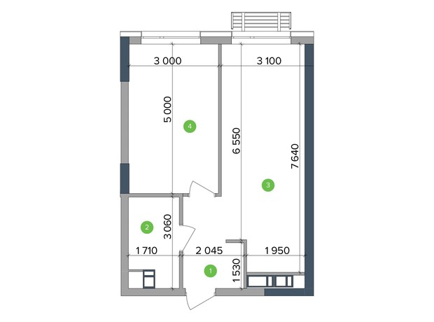 ЖК Метрополис: планировка 1-комнатной квартиры 35.46 м²