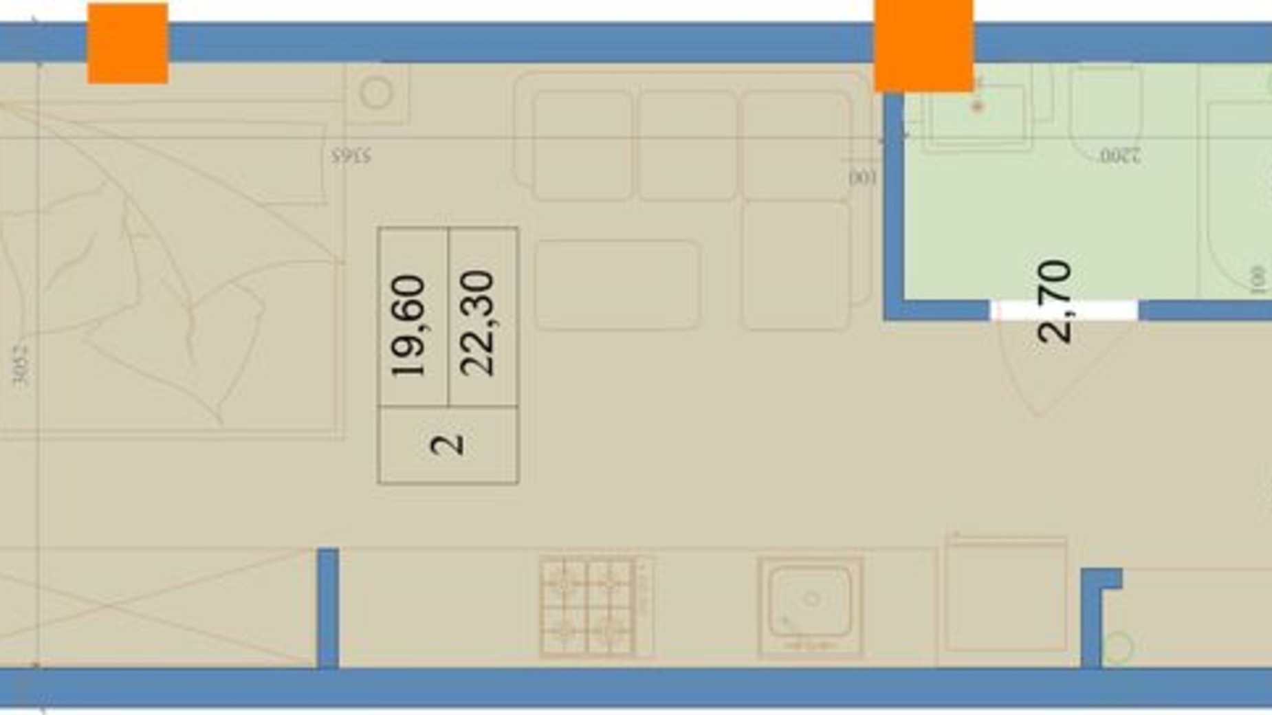 Планування 1-кімнатної квартири в ЖК Защитник 22.3 м², фото 246951