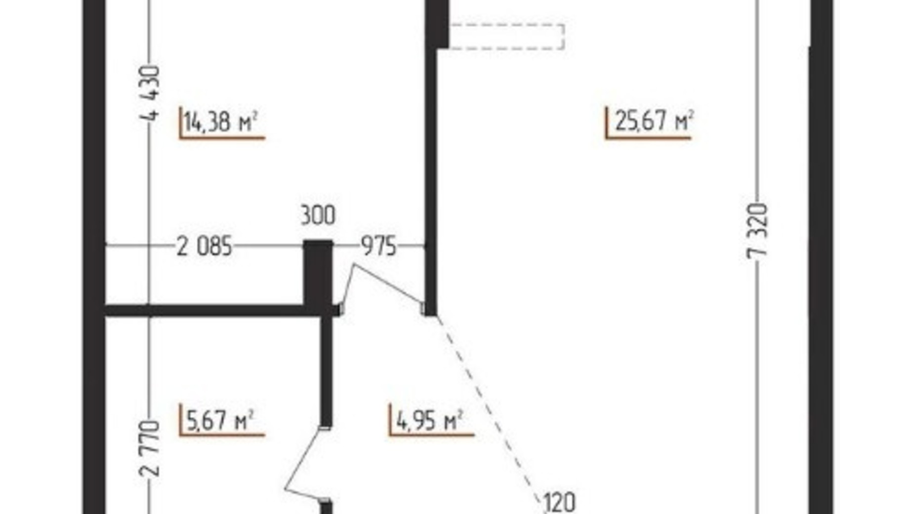 Планировка 1-комнатной квартиры в ЖК Сity Line 50.67 м², фото 247187