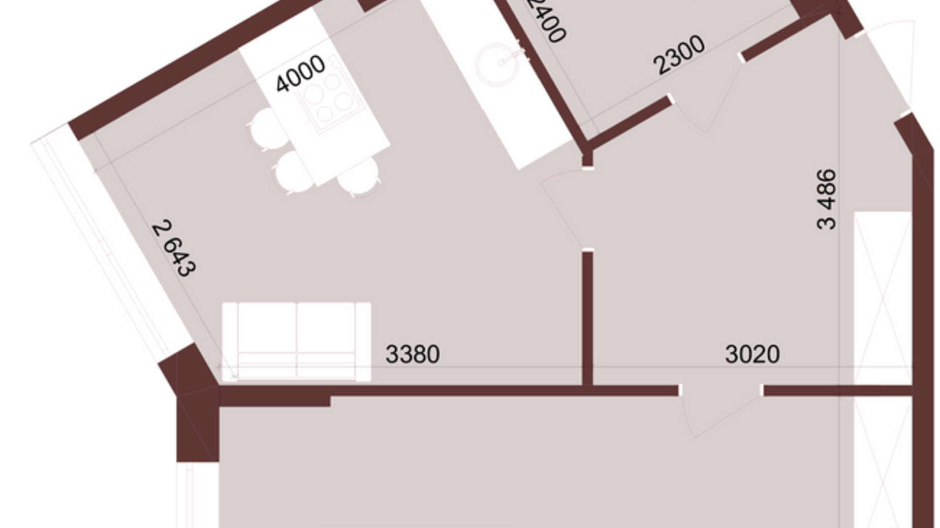 Планировка 1-комнатной квартиры в ЖК Urban One Klochkivska 47.02 м², фото 247204