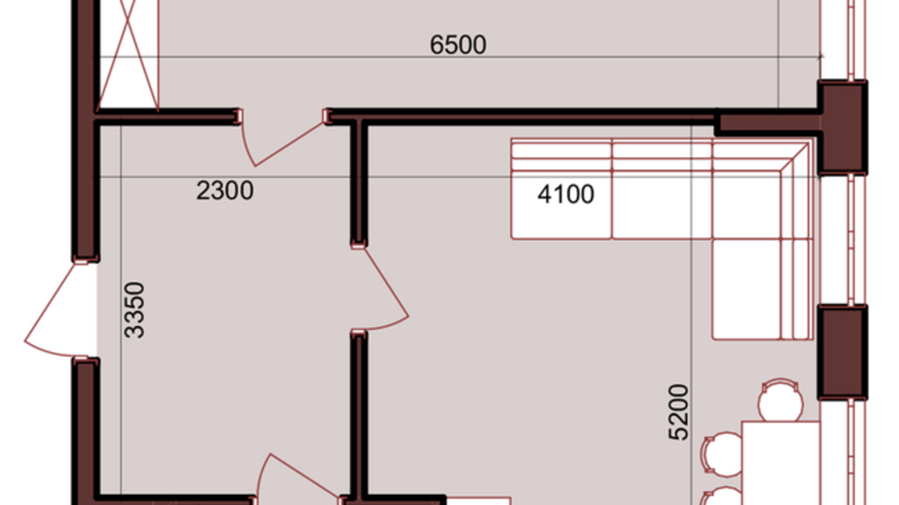 Планування 1-кімнатної квартири в ЖК Urban One Klochkivska 50.27 м², фото 247205