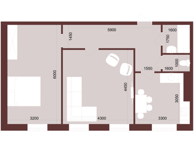 ЖК Urban One Klochkivska: планировка 2-комнатной квартиры 62 м²