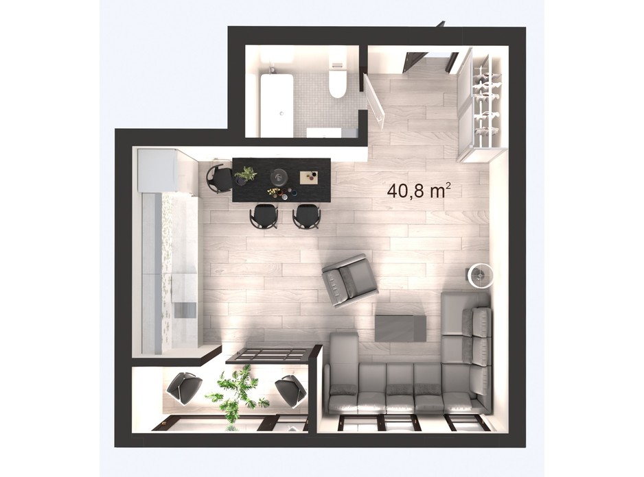 Планування 1-кімнатної квартири в ЖК Вертикаль 40.8 м², фото 247832 Планування 1-кімнатної квартири в ЖК Вертикаль 40.8 м², фото 247832