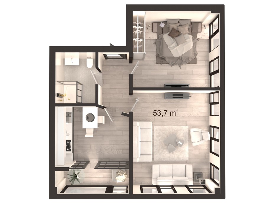 Планування 2-кімнатної квартири в ЖК Вертикаль 53.7 м², фото 247836 Планування 2-кімнатної квартири в ЖК Вертикаль 53.7 м², фото 247836