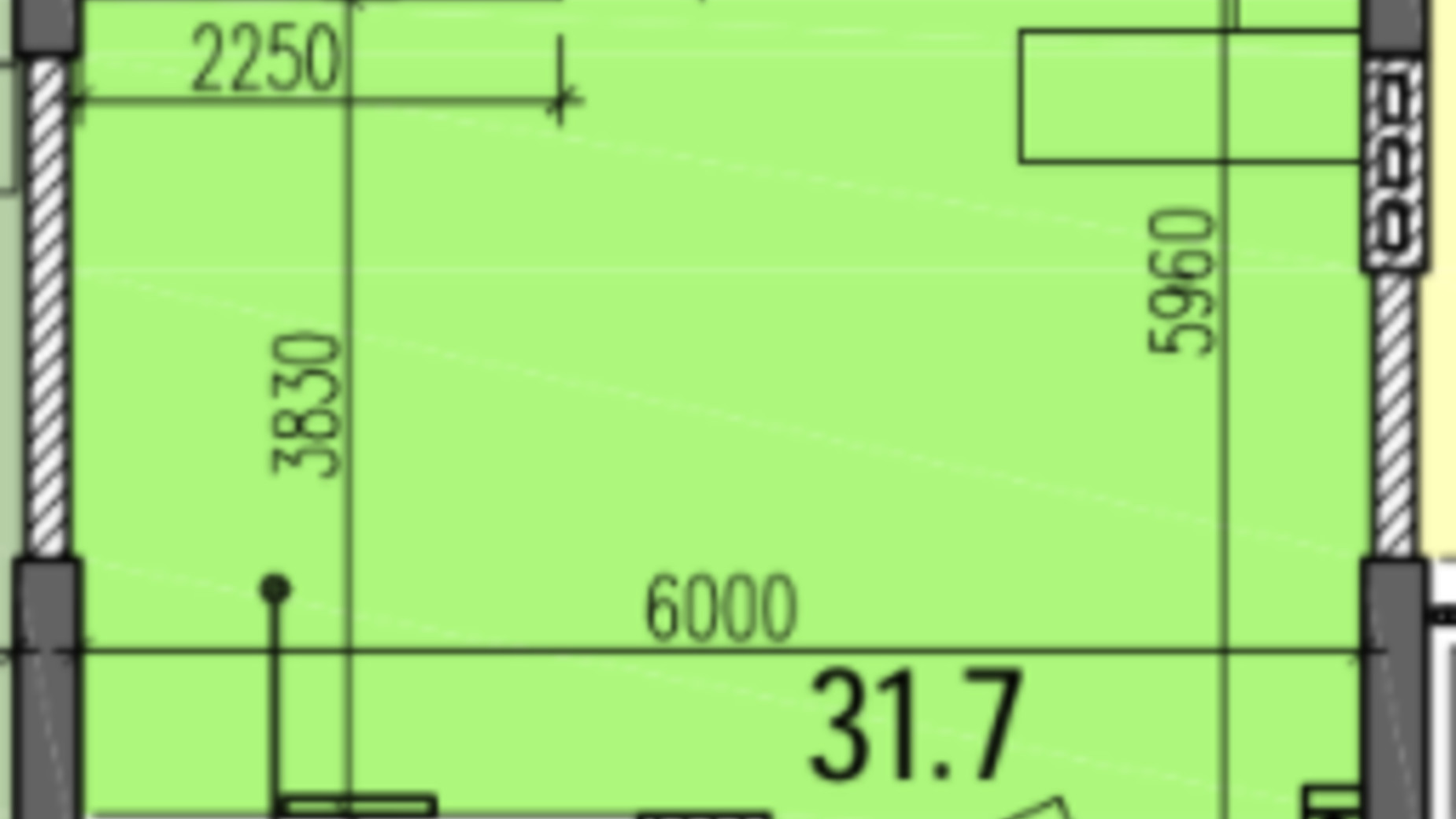 Планування 1-кімнатної квартири в ЖК Затишний-2 39.7 м², фото 248542