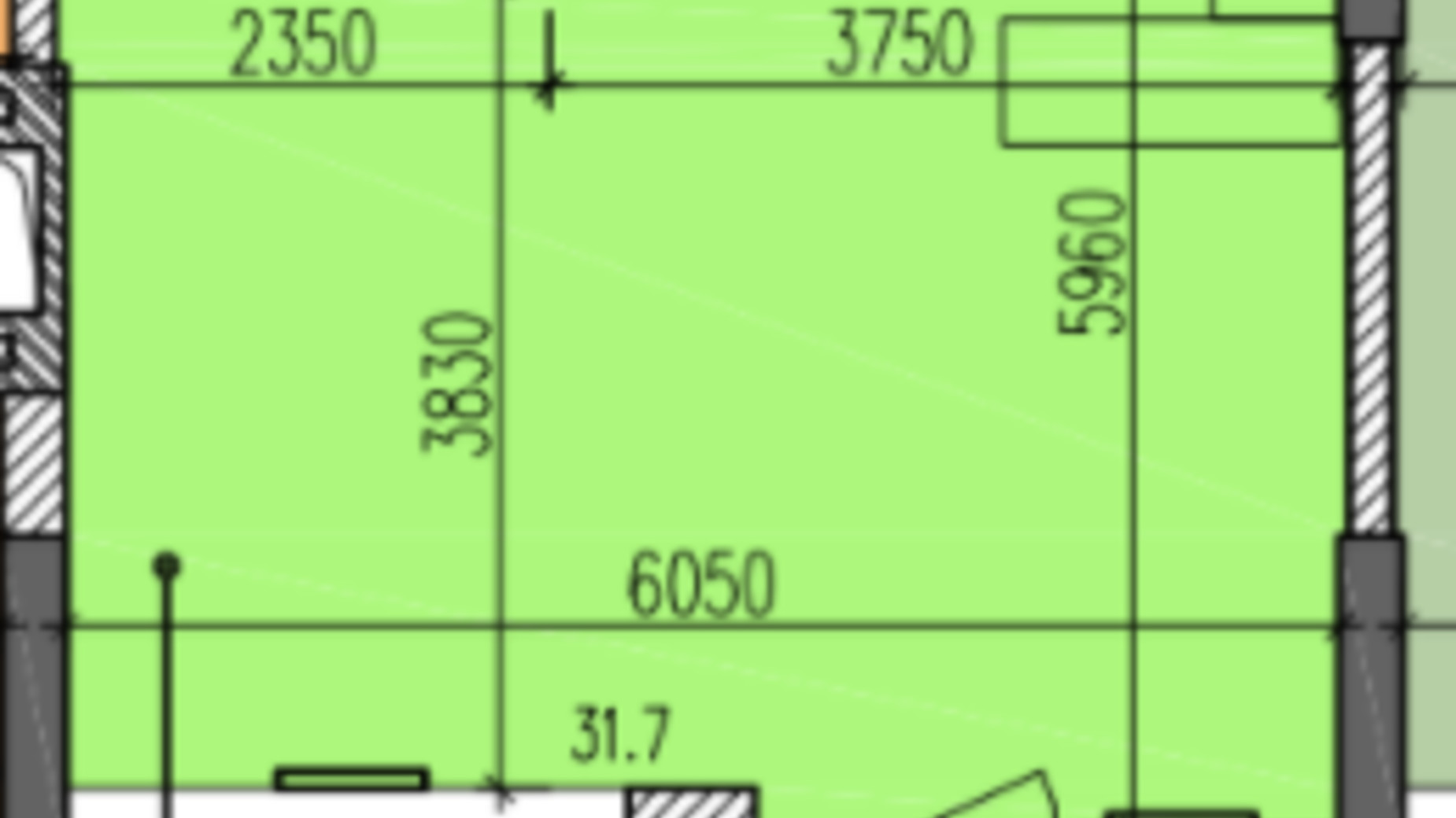 Планування 1-кімнатної квартири в ЖК Затишний-2 39.5 м², фото 248553