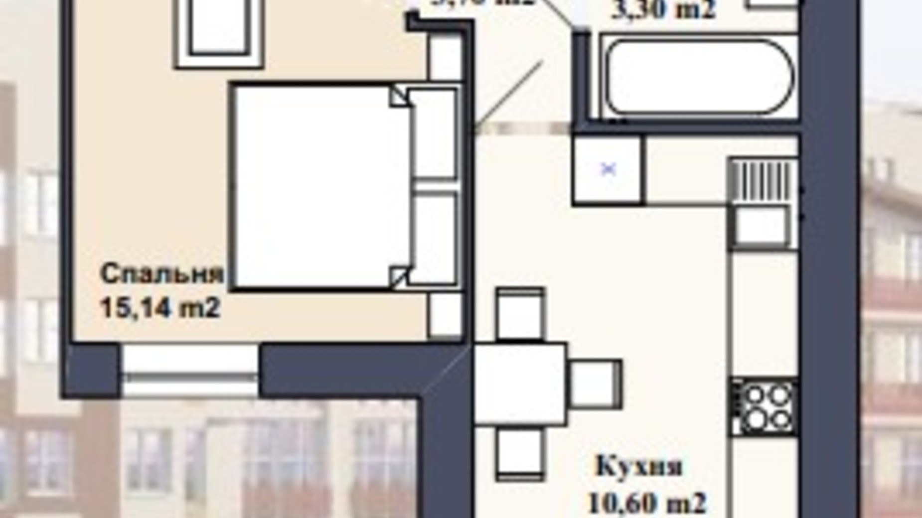 Планировка 1-комнатной квартиры в ЖК Саме той 37.2 м², фото 249026