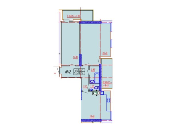 ЖК Лотос Холл: планировка 2-комнатной квартиры 85.5 м²