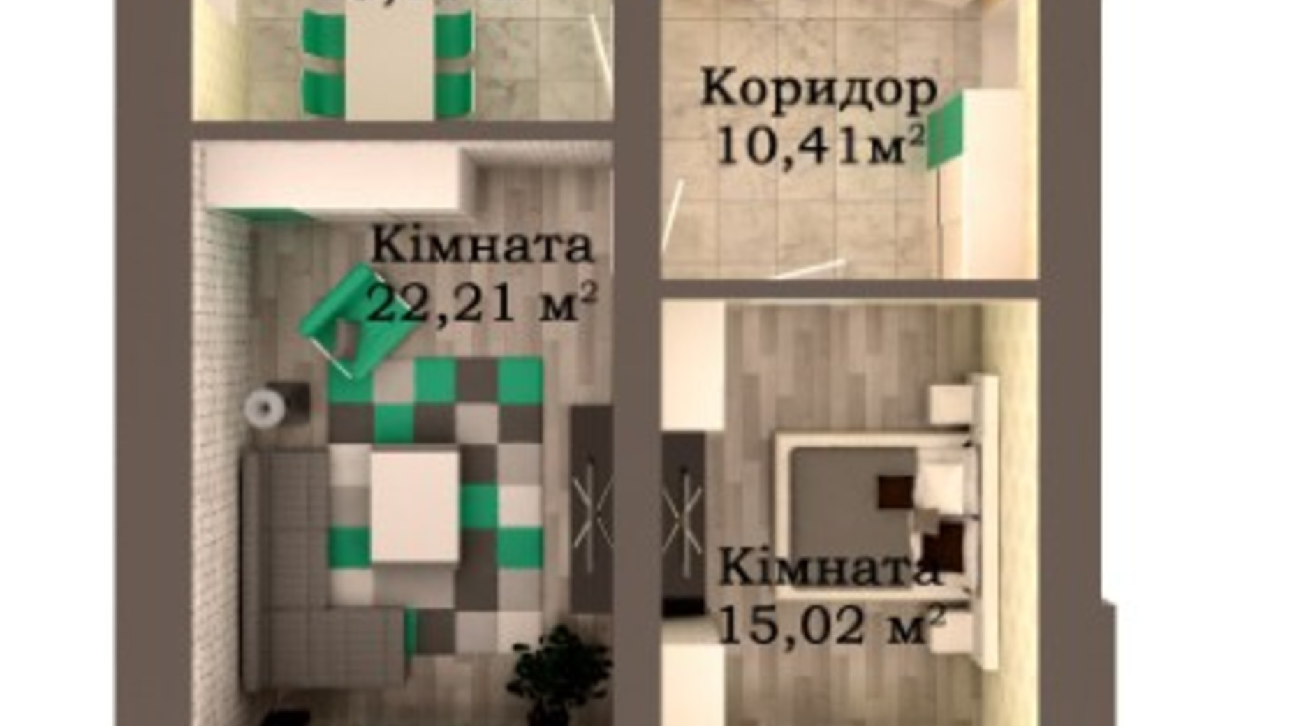 Планировка 2-комнатной квартиры в ЖК Caramel Residence 69.49 м², фото 249589