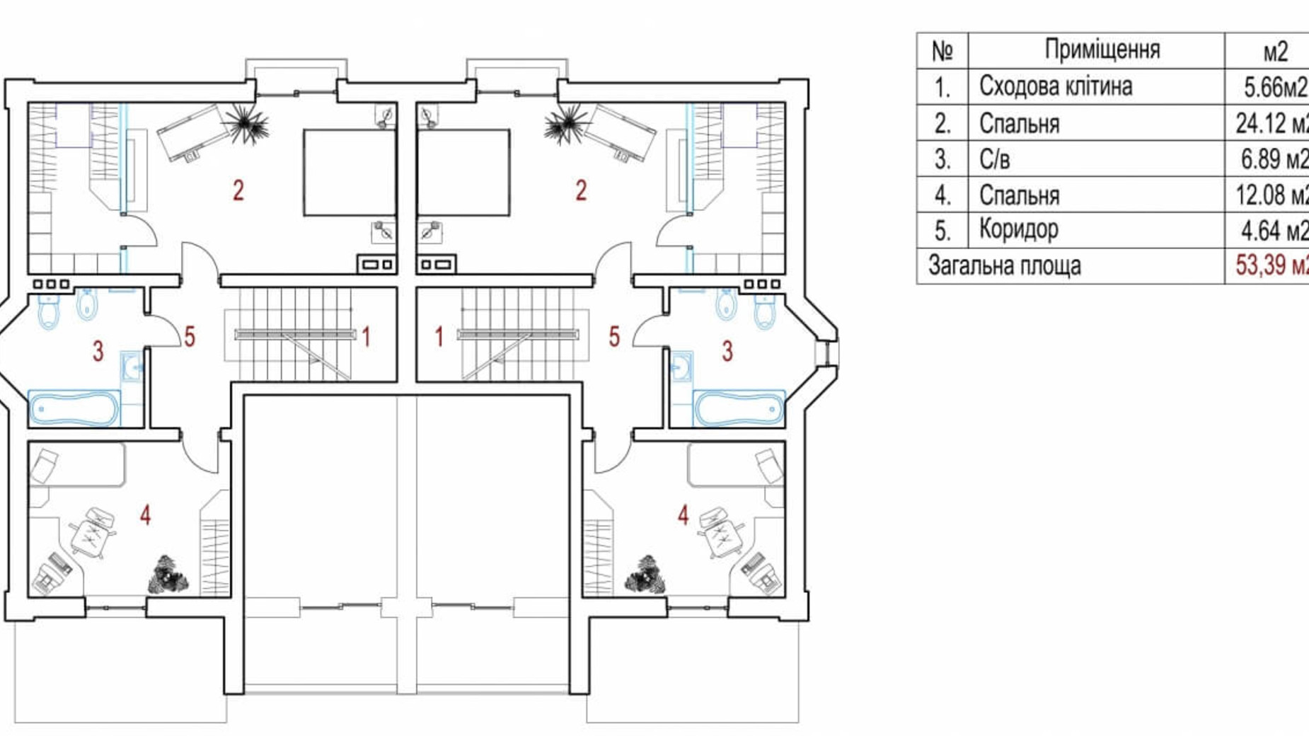 Планировка дуплекса в КГ Beverly Hills Residence 150 м², фото 249831