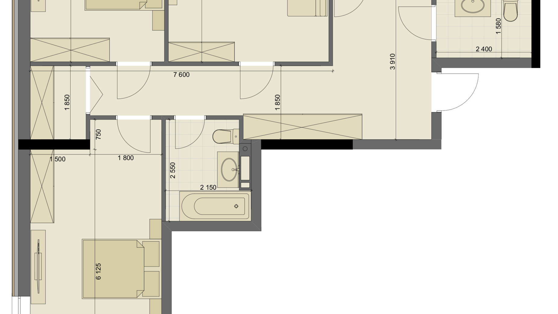 Планировка 3-комнатной квартиры в ЖК High Hills 108.12 м², фото 250562