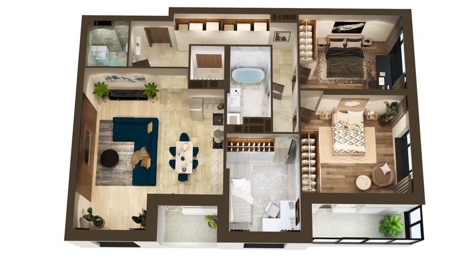 Планировка 4-комнатной квартиры в ЖК High Hills 119.14 м², фото 250566