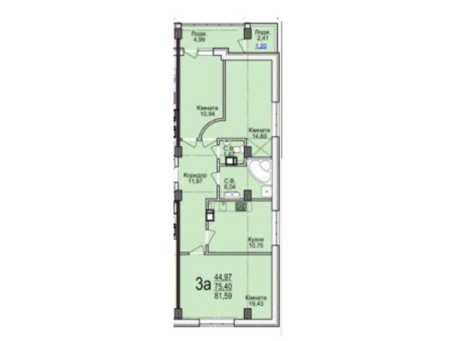 Планировка 3-комнатной квартиры в ЖК Свято-Троицкий посад 81.59 м², фото 250678 Планировка 3-комнатной квартиры в ЖК Свято-Троицкий посад 81.59 м², фото 250678