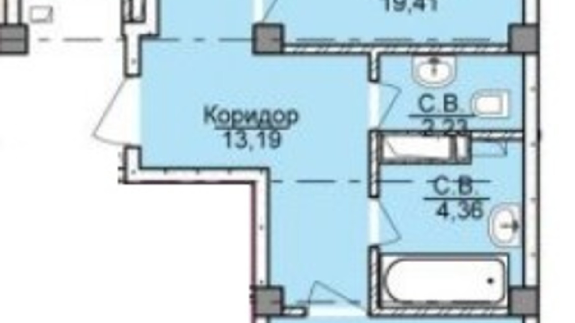 Планировка 2-комнатной квартиры в ЖК ул. Пушкина 73.18 м², фото 250719