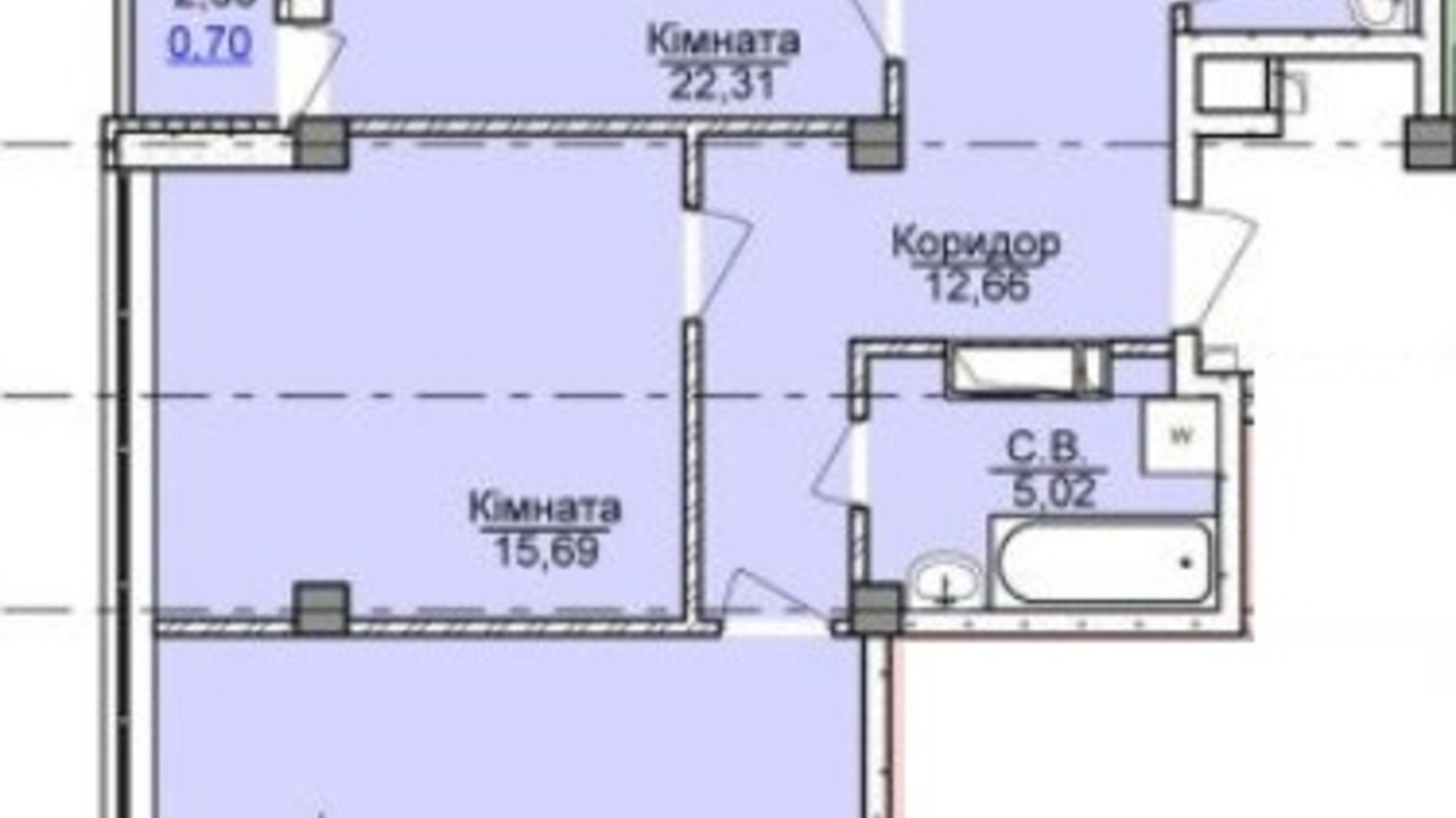 Планировка 3-комнатной квартиры в ЖК по ул. Пушкина 99.18 м², фото 250720