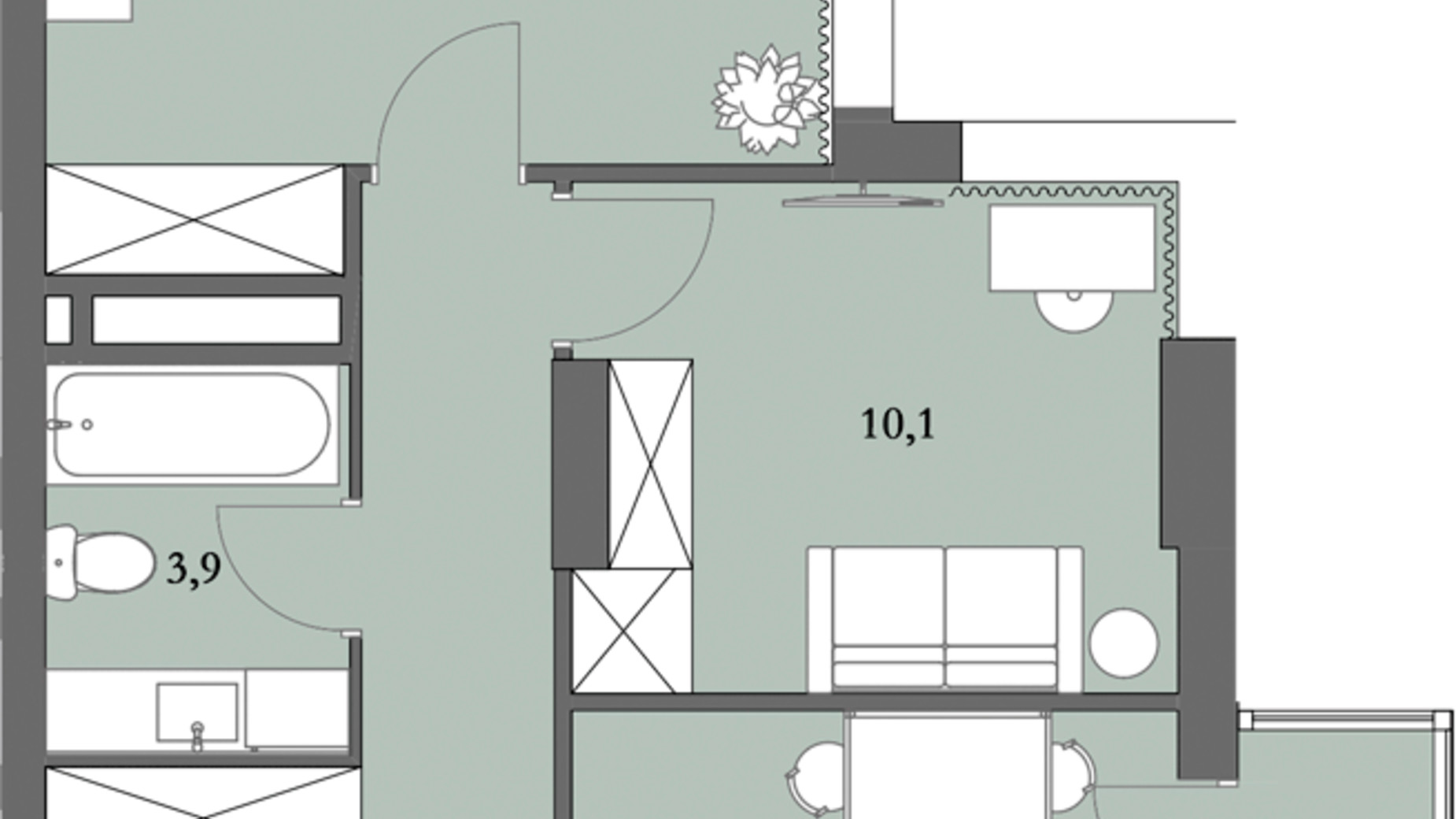 Планировка 2-комнатной квартиры в ЖК Lagom 52 м², фото 250845