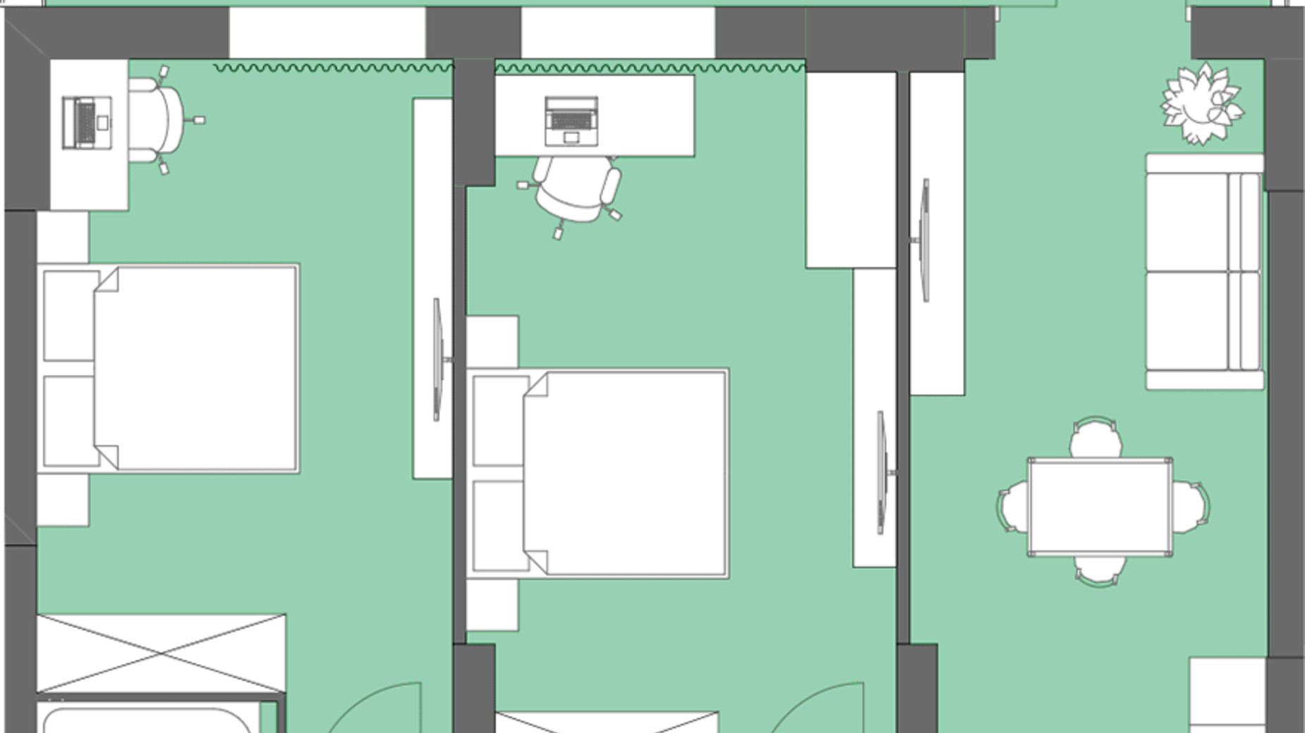 Планування 2-кімнатної квартири в ЖК Lagom 75.5 м², фото 250847