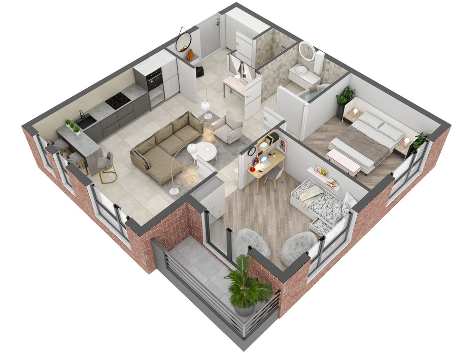 Планировка 2-комнатной квартиры в ЖК West Towers 61.04 м², фото 250883 Планировка 2-комнатной квартиры в ЖК West Towers 61.04 м², фото 250883