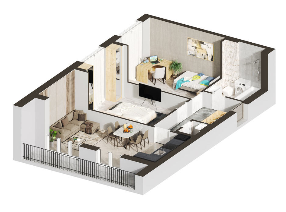 Планування 2-кімнатної квартири в ЖК Гостомель Residence 65.23 м², фото 250915 Планування 2-кімнатної квартири в ЖК Гостомель Residence 65.23 м², фото 250915