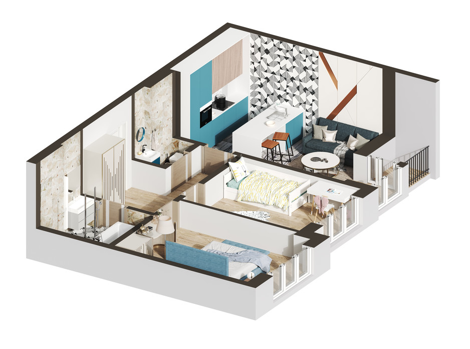 Планировка 2-комнатной квартиры в ЖК Гостомель Residence 54.51 м², фото 250916 Планировка 2-комнатной квартиры в ЖК Гостомель Residence 54.51 м², фото 250916