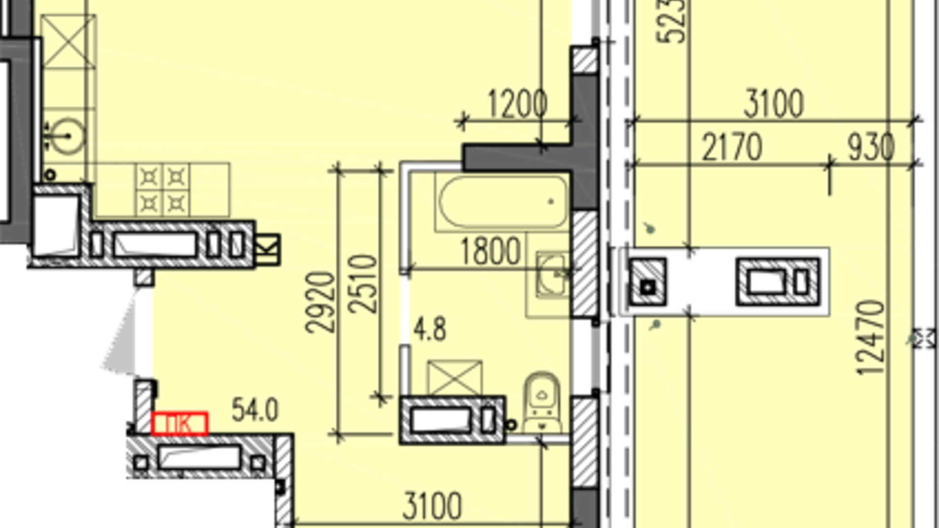 Планировка 2-комнатной квартиры в ЖК Затишний-2 73.7 м², фото 251455