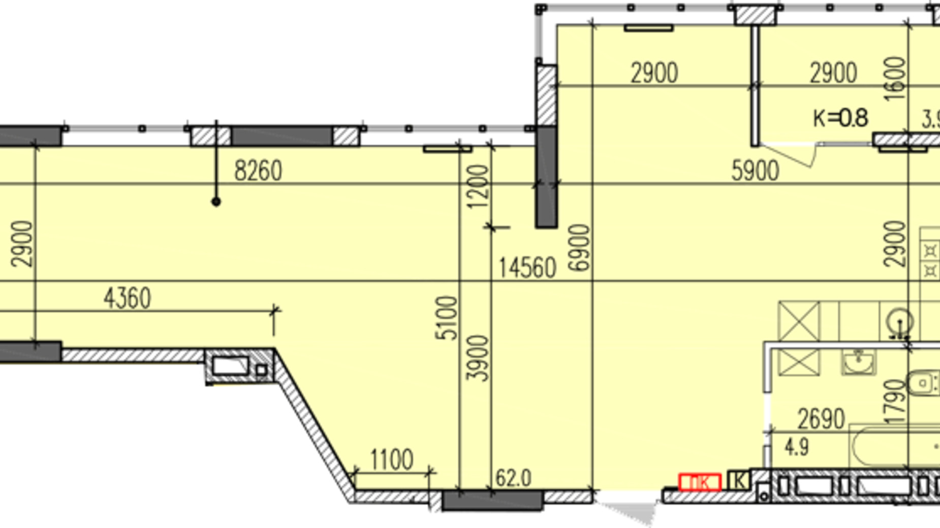 Планування 2-кімнатної квартири в ЖК Затишний-2 70.8 м², фото 251456