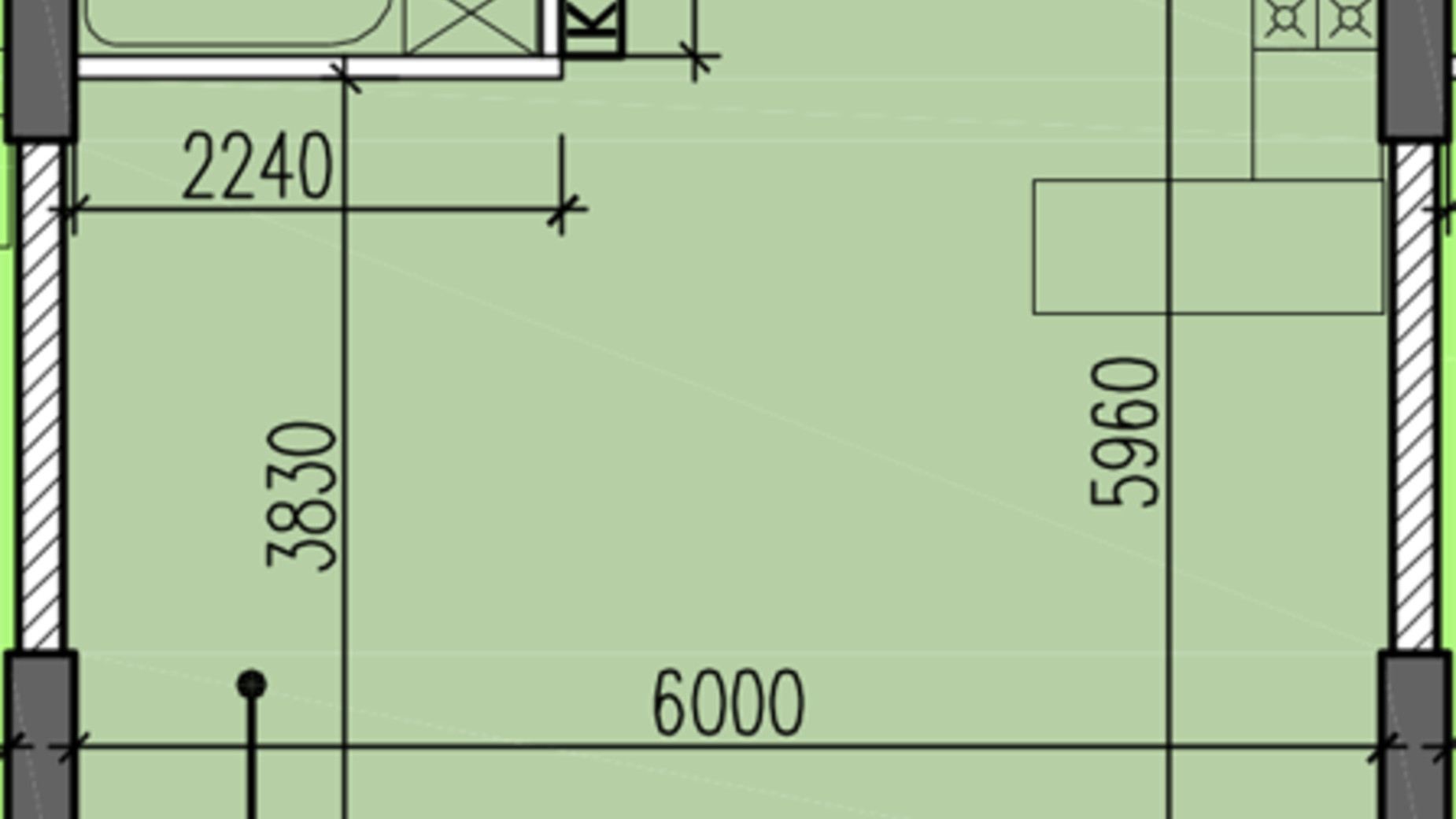 Планировка 1-комнатной квартиры в ЖК Затишний-2 39.4 м², фото 251457