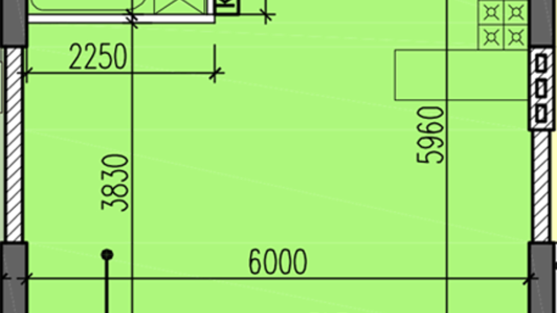 Планування 1-кімнатної квартири в ЖК Затишний-2 39.6 м², фото 251462