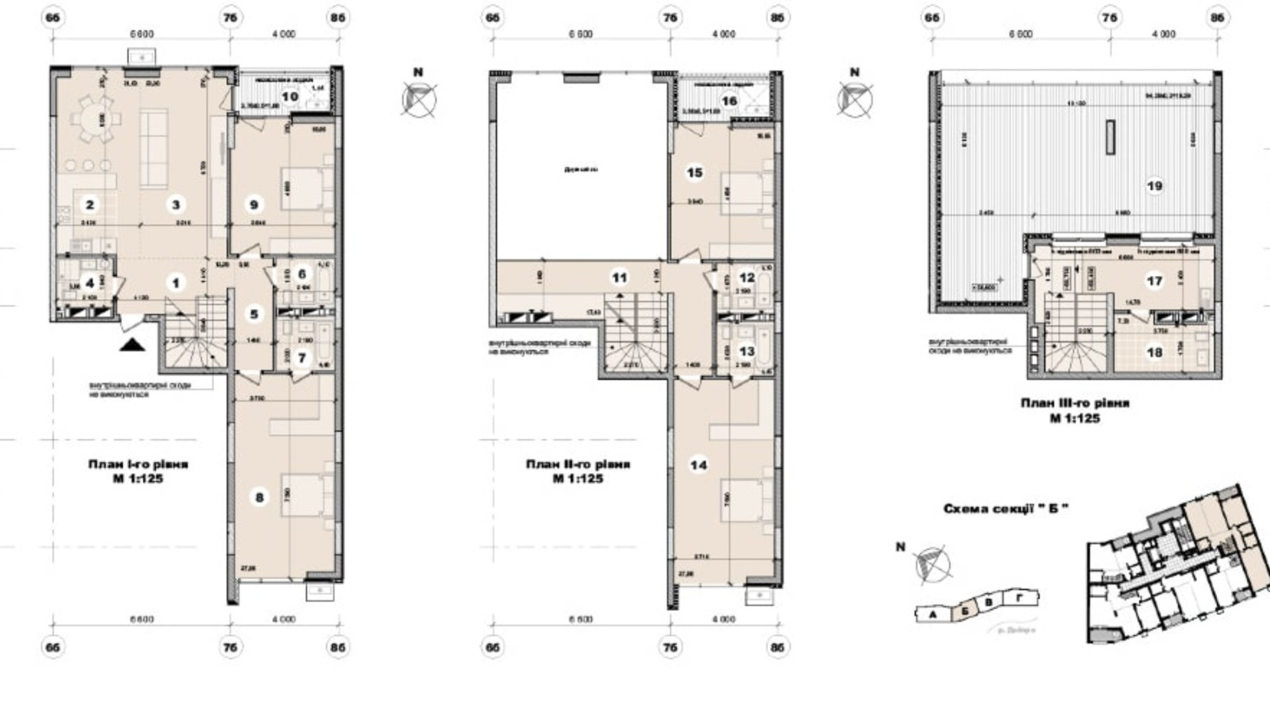 Планировка много­уровневой квартиры в ЖК ул. Евгена Маланюка (Сагайдака), 101 281.5 м², фото 251687