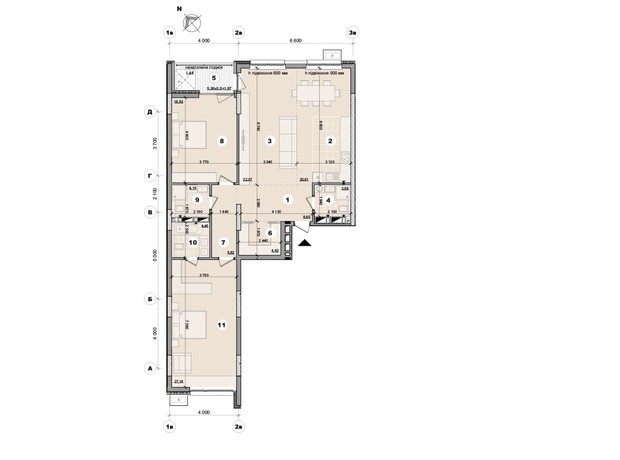 ЖК вул. Євгена Маланюка (Сагайдака), 101: планування 3-кімнатної квартири 113.9 м²