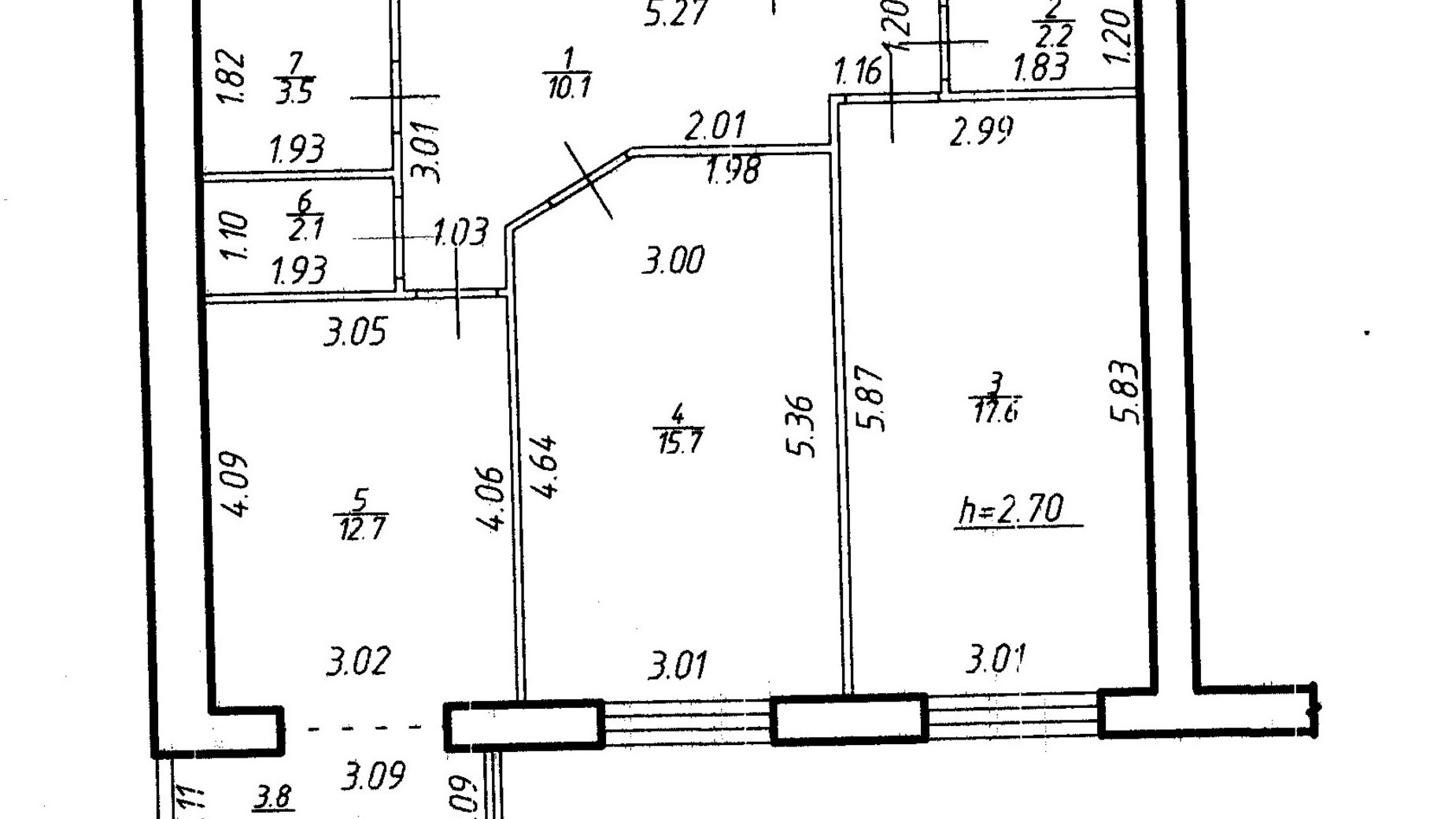 Планування 2-кімнатної квартири в ЖК Містечко Центральне 66.9 м², фото 252046