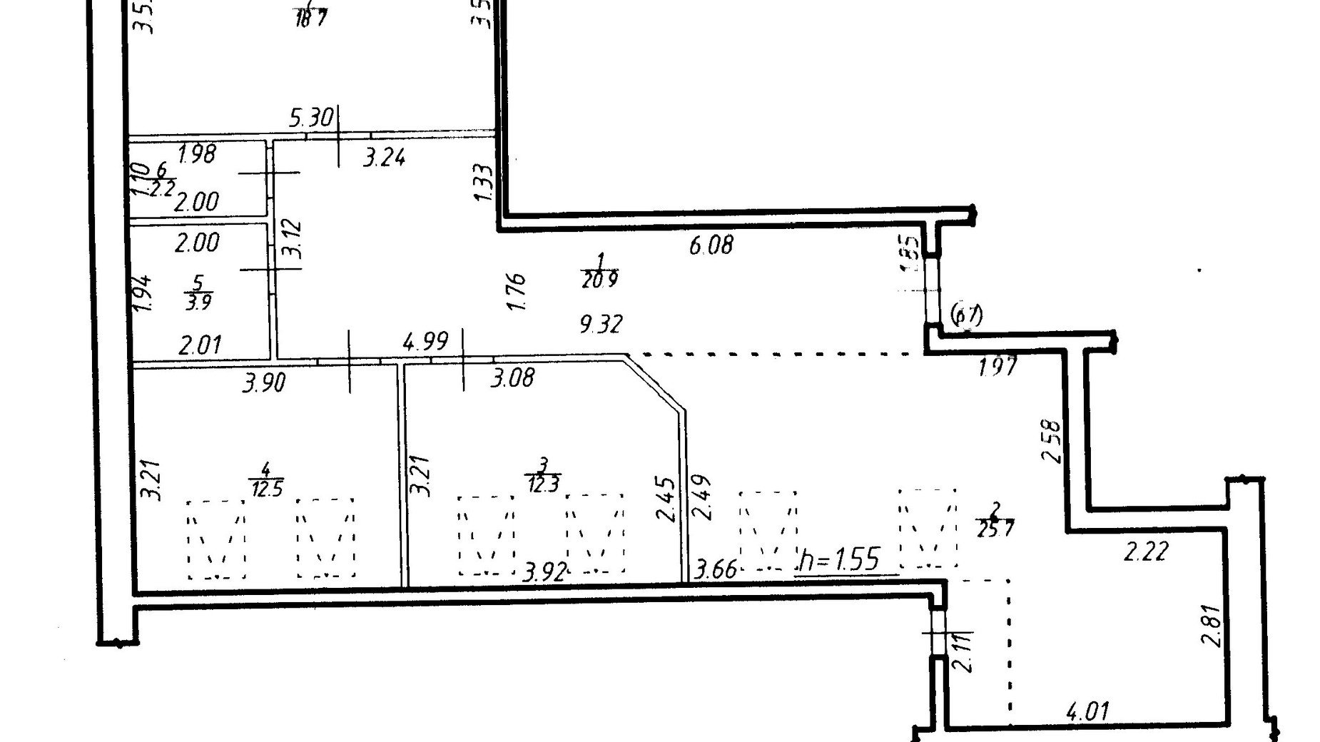 Планування 3-кімнатної квартири в ЖК Містечко Центральне 96.3 м², фото 252047