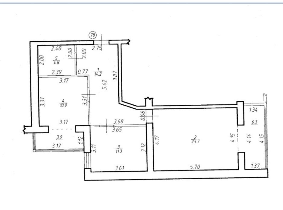 Планировка 2-комнатной квартиры в ЖК Містечко Центральне 75.1 м², фото 252052 Планировка 2-комнатной квартиры в ЖК Містечко Центральне 75.1 м², фото 252052