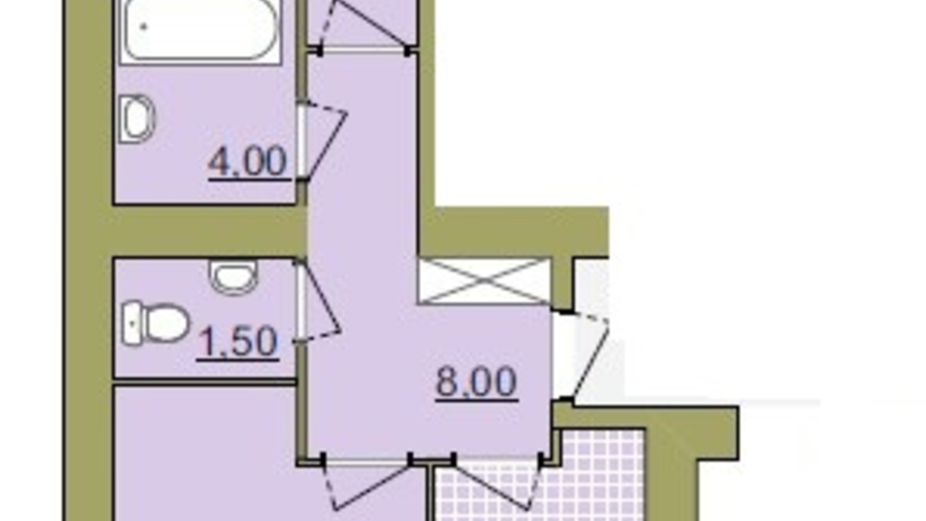 Планування 2-кімнатної квартири в ЖК Містечко Центральне 63 м², фото 252056