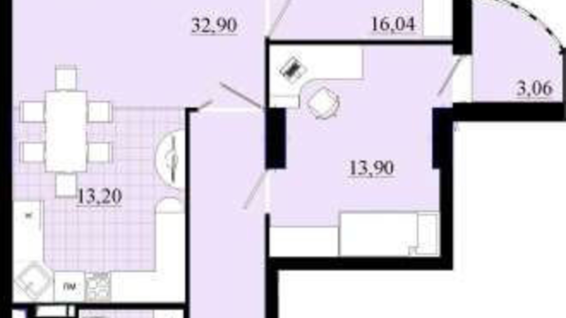 Планировка 3-комнатной квартиры в ЖК Златоуст 107.2 м², фото 252095