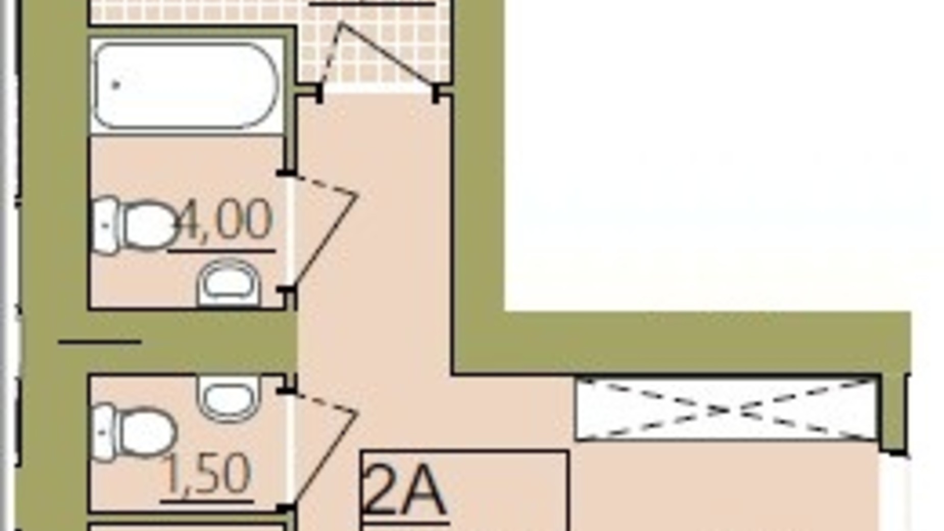 Планировка 2-комнатной квартиры в ЖК Містечко Центральне 60 м², фото 252182