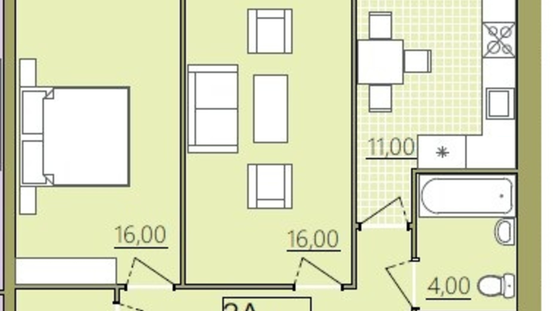 Планировка 2-комнатной квартиры в ЖК Містечко Центральне 62 м², фото 252200