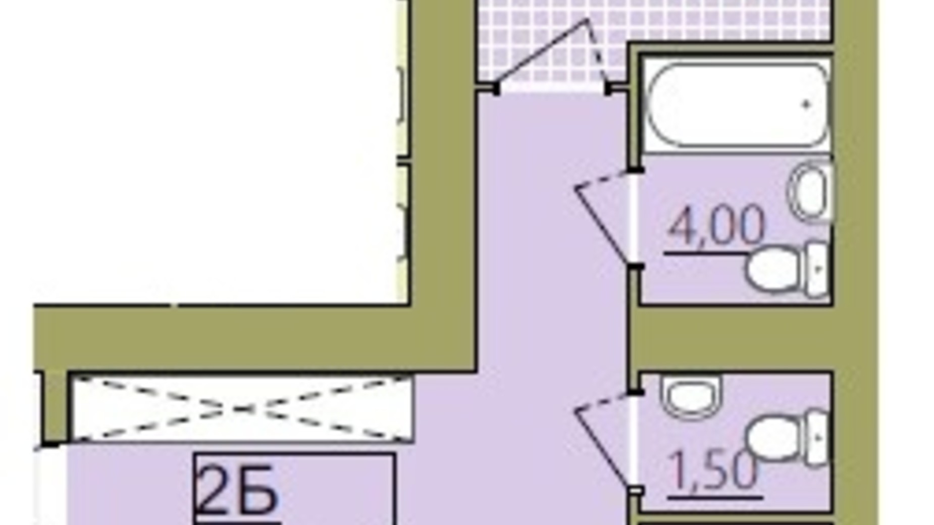 Планировка 2-комнатной квартиры в ЖК Містечко Центральне 61 м², фото 252202