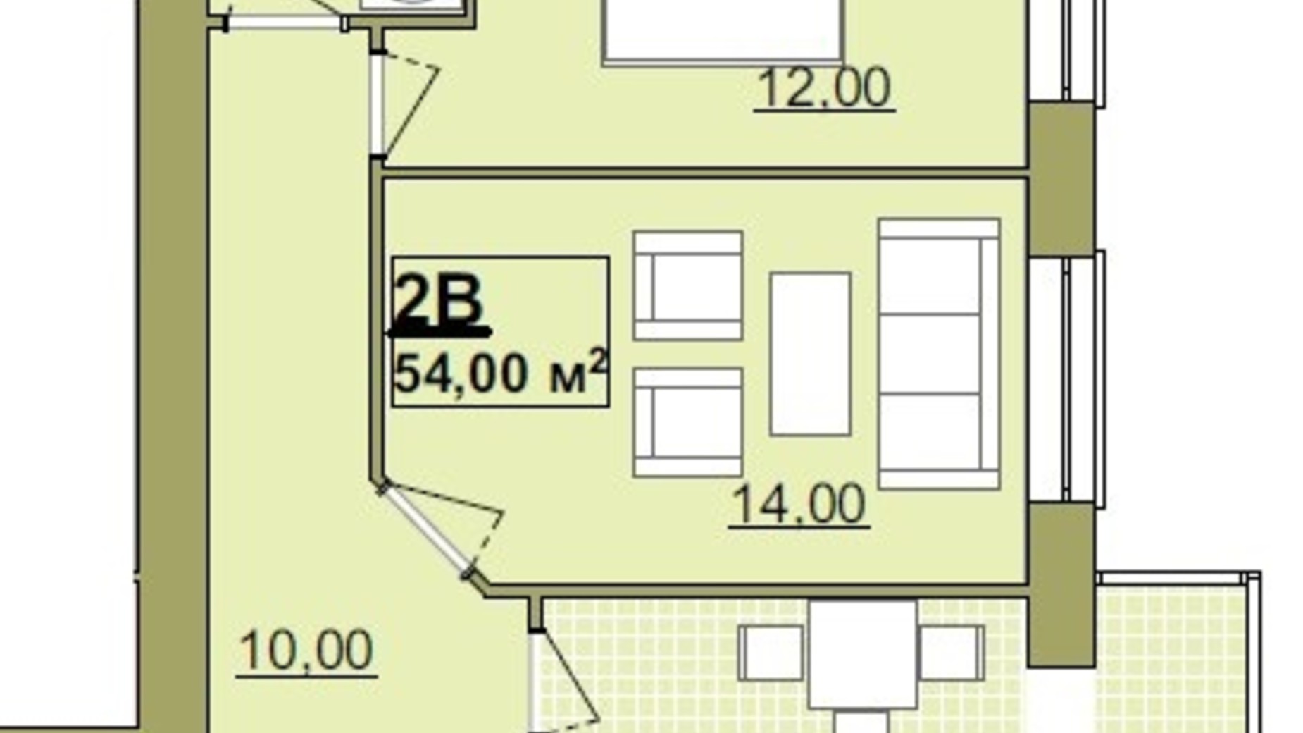 Планування 2-кімнатної квартири в ЖК Містечко Центральне 54 м², фото 252211