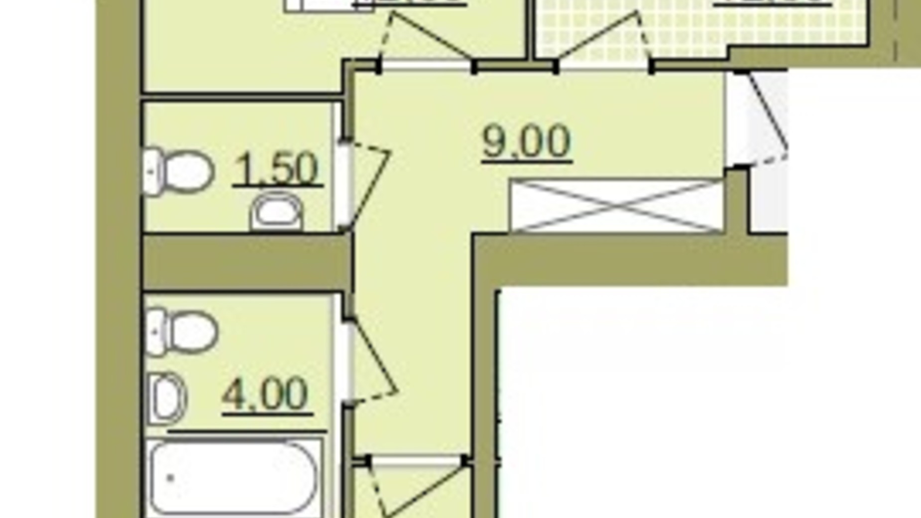 Планировка 2-комнатной квартиры в ЖК Містечко Центральне 60 м², фото 252215