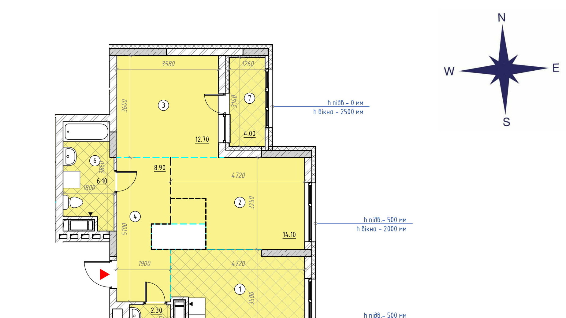 Планування 2-кімнатної квартири в ЖК Sky Avenue 62.9 м², фото 252301