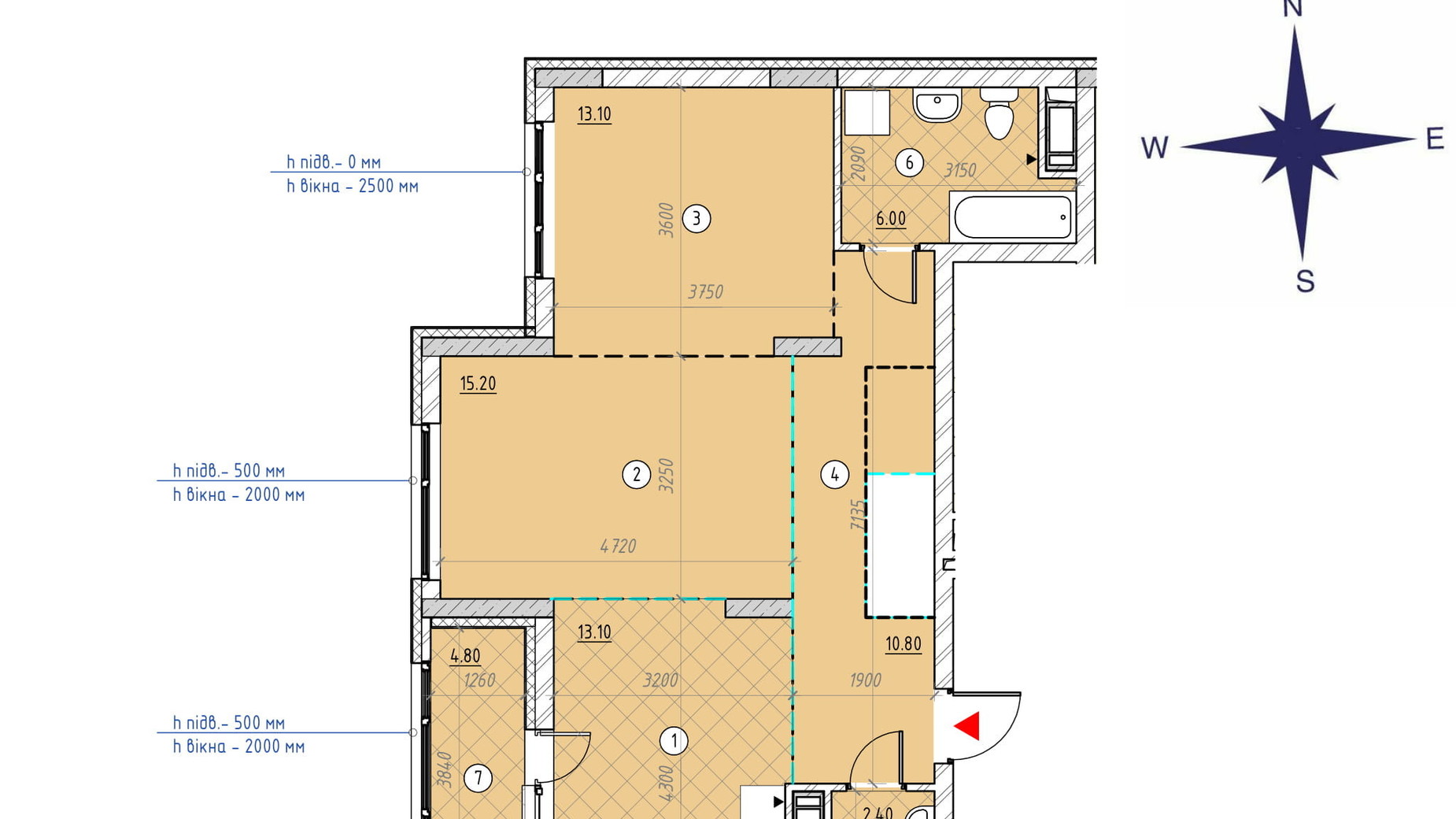 Планування 2-кімнатної квартири в ЖК Sky Avenue 65.4 м², фото 252306