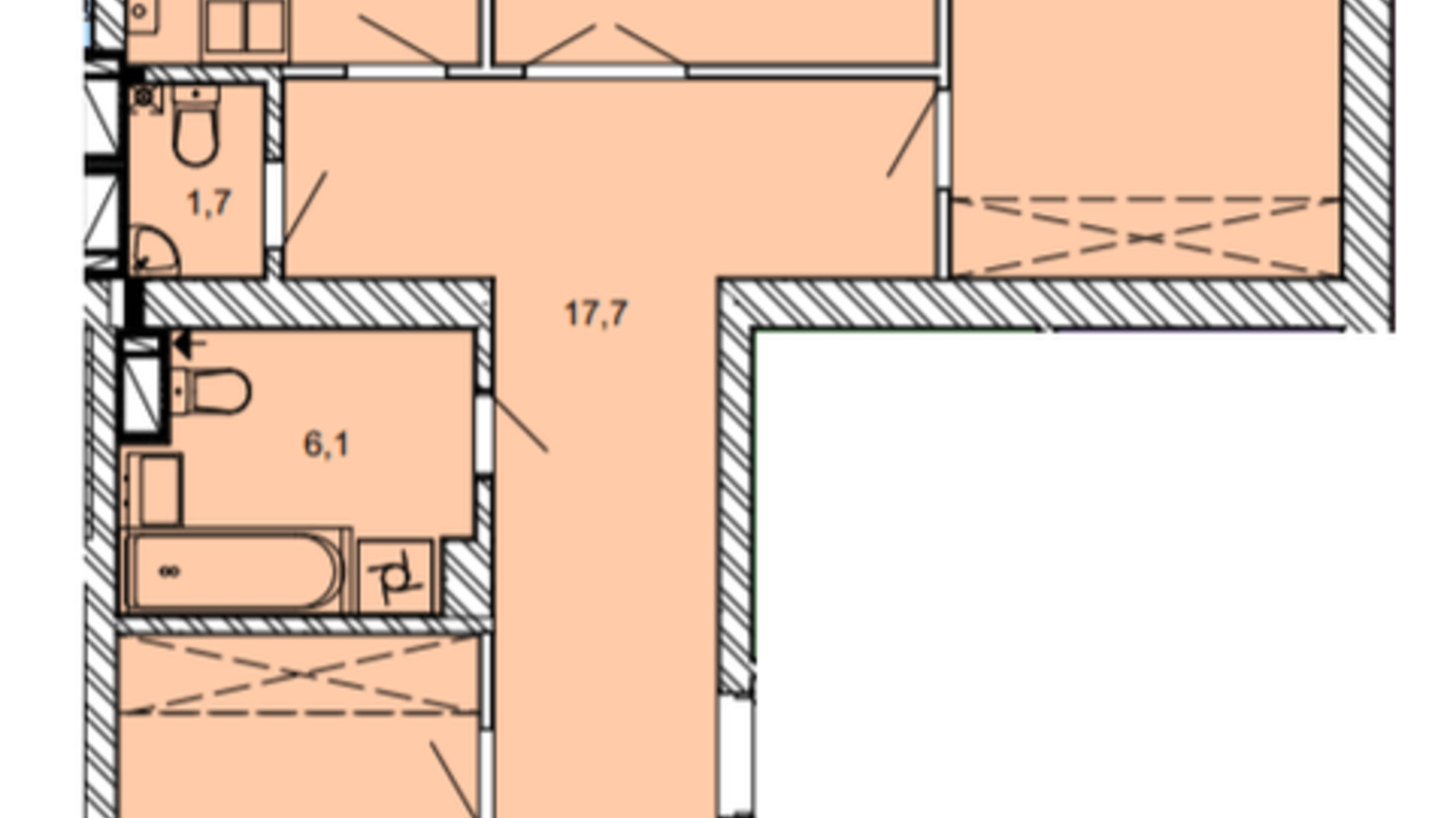 Планування 3-кімнатної квартири в ЖК Найкращий квартал 95.6 м², фото 252319