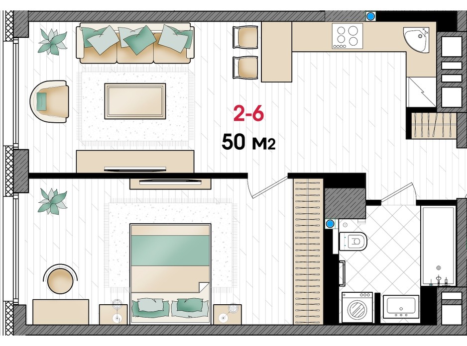 Планування 2-кімнатної квартири в ЖК Manhattan 85 м², фото 253155 Планування 2-кімнатної квартири в ЖК Manhattan 85 м², фото 253155