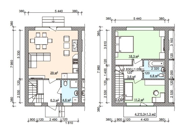Таунхаус Modern House: планировка 3-комнатной квартиры 85 м²