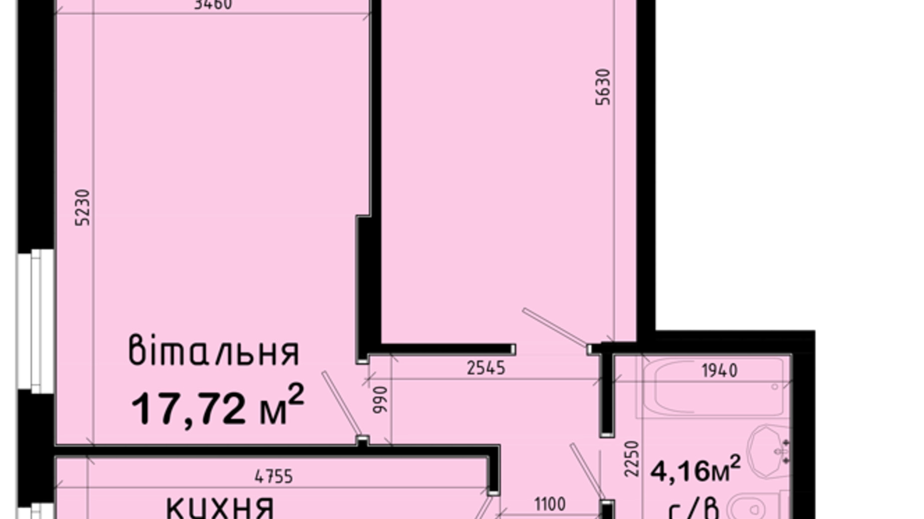 Планировка 2-комнатной квартиры в ЖК Авеню 42 62.43 м², фото 254045