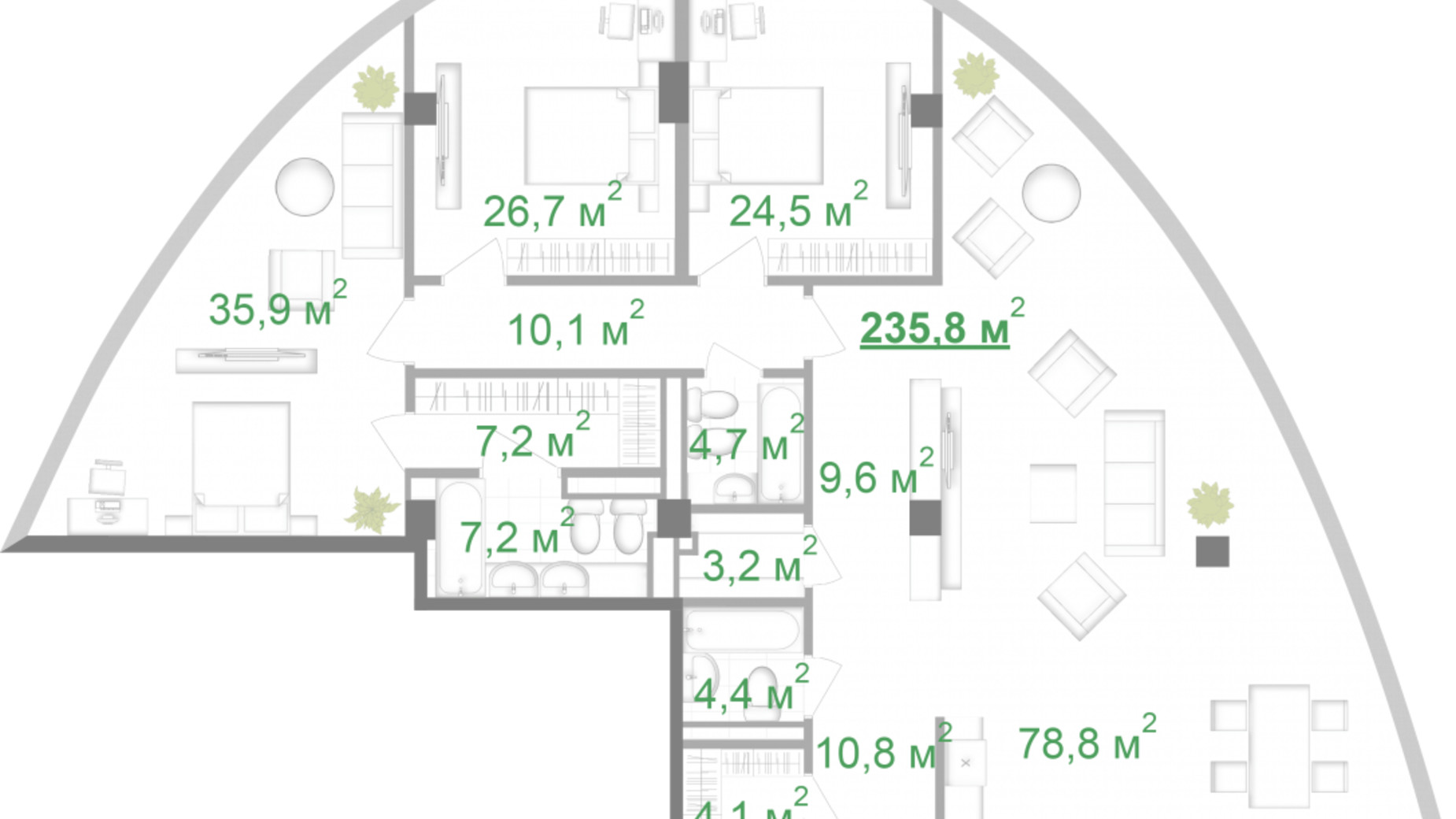Планировка 3-комнатной квартиры в МФК Intergal City 235.9 м², фото 254182