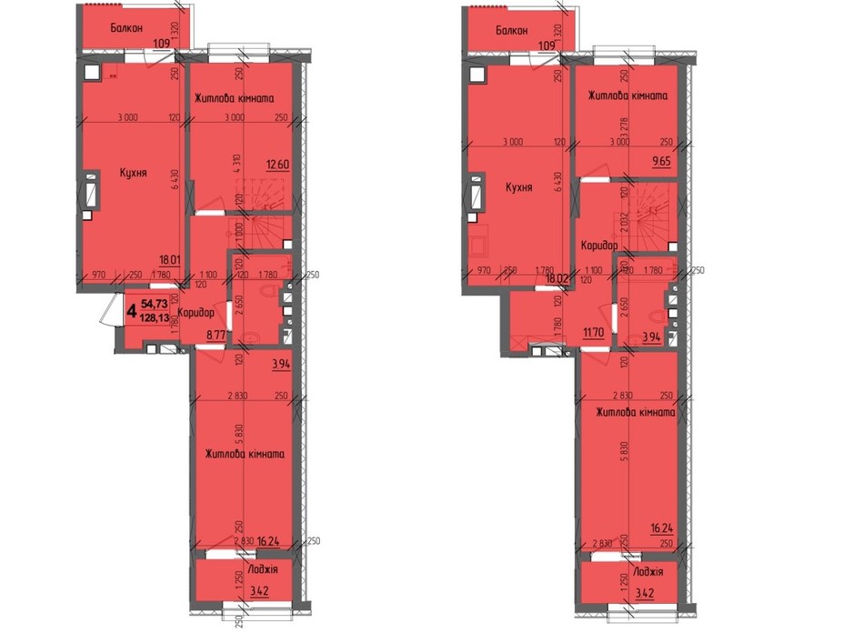 Планировка многоуровневой квартиры в ЖК KromaxBud 128.13 м², фото 254187 Планировка многоуровневой квартиры в ЖК KromaxBud 128.13 м², фото 254187