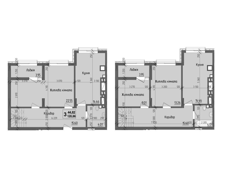 Планировка многоуровневой квартиры в ЖК KromaxBud 120.86 м², фото 254188 Планировка многоуровневой квартиры в ЖК KromaxBud 120.86 м², фото 254188