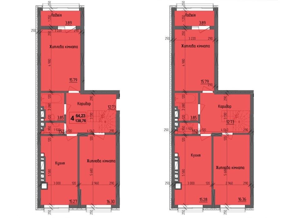 Планировка многоуровневой квартиры в ЖК KromaxBud 138.76 м², фото 254194 Планировка многоуровневой квартиры в ЖК KromaxBud 138.76 м², фото 254194
